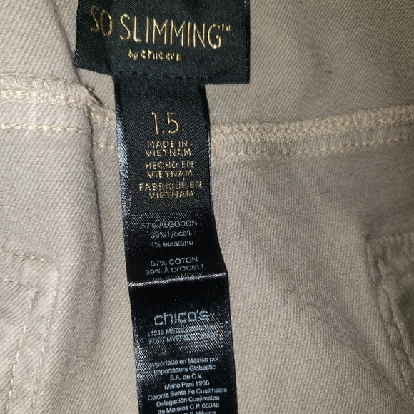 5/35 CHICO'S SO SLIMMING PANTS SZ 1.5 CREAM - Picture 4 of 4